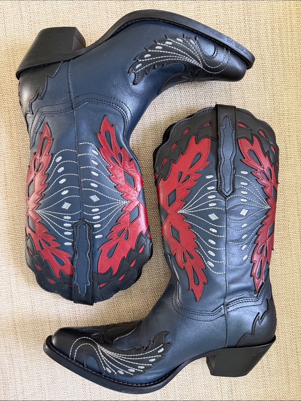 Dingo DI746 Leather Western Cowboy Boots Red Floral Inlay Women’s 6 like new